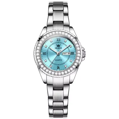 OLEVS 9993 Fashion Quartz Watch - SkyBlue & Silver